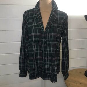 The Shirt by Rochelle Behrens Green Plaid Blouse